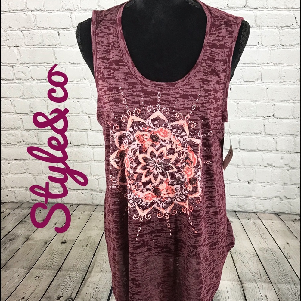 Super cute graphic tank by style &co size L